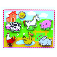 Wooden Thick Puzzle Spielzeug für Baby mit Nutztiere (80496)